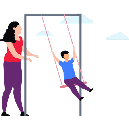 Kid Enjoying Swing  Illustration