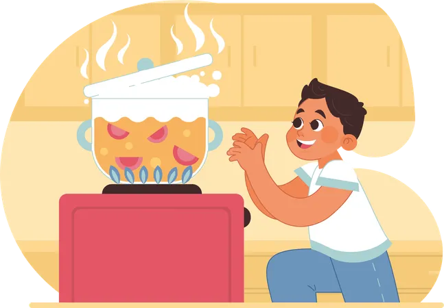 Kid excited for food  Illustration