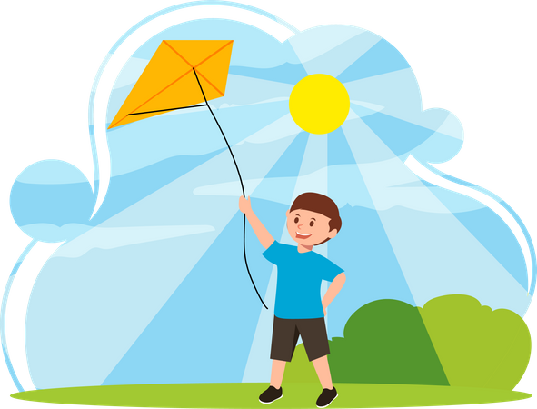 Kid flying kite on Children's Day  Illustration