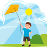 kid flying kite illustration svg