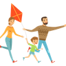illustrations of kid flying kite