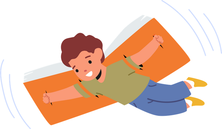 Kid flying on a huge book wings  Illustration