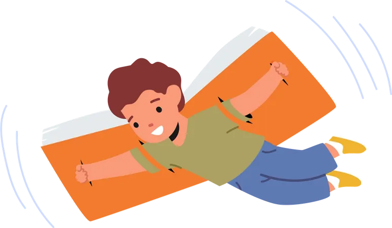 Kid flying on a huge book wings  Illustration