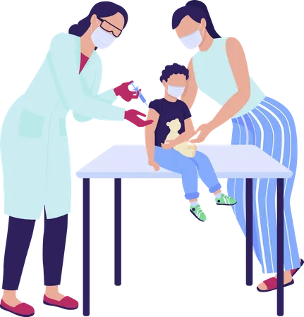 Kid getting covid vaccine  Illustration