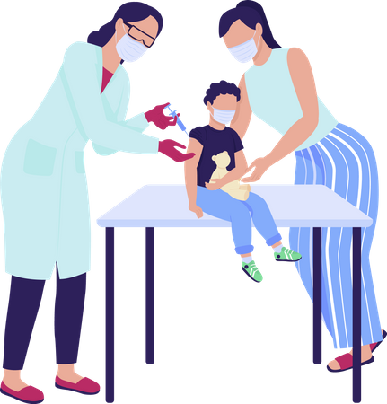 Kid getting covid vaccine  Illustration