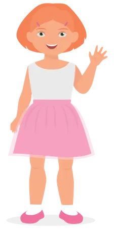 Kid girl waving hand  Illustration