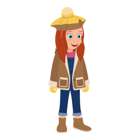 Kid Girl Wearing Winter Clothes  Illustration