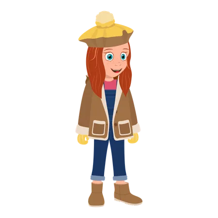 Kid Girl Wearing Winter Clothes  Illustration