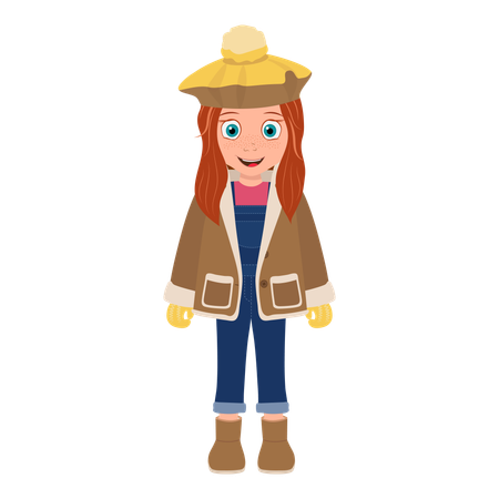 Kid Girl Wearing Winter Clothes  Illustration