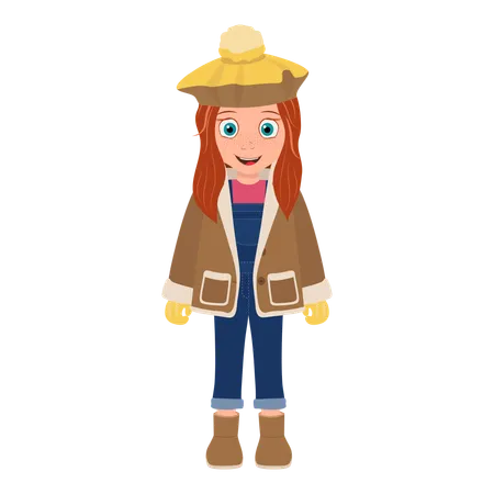 Kid Girl Wearing Winter Clothes  Illustration