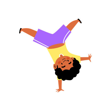 Kid gymnast standing on one hand  Illustration