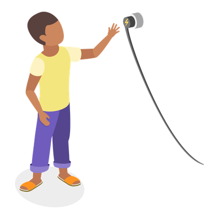 Kid have access to open power socket  Illustration