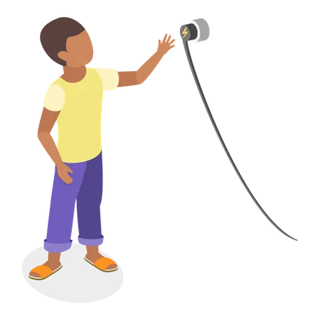 Kid have access to open power socket  Illustration