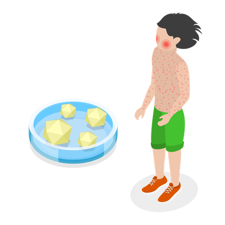 Kid having Fifth Disease  Illustration