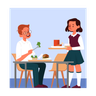 student doing lunch illustration free download