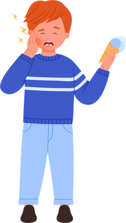 歯痛に悩む子供  イラスト
