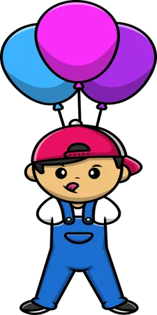 Kid Holding Balloon  Illustration