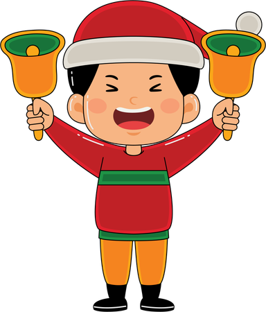 Kid holding Christmas bell  Illustration