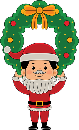 Kid holding christmas wreath  Illustration