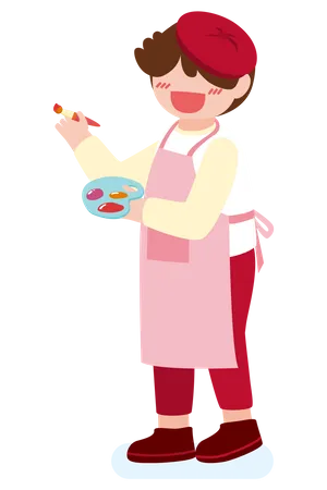 Kid Holding Color Palette  Illustration