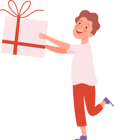 Kid holding gift box  Illustration