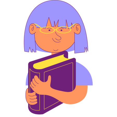 Kid hugging book  Illustration