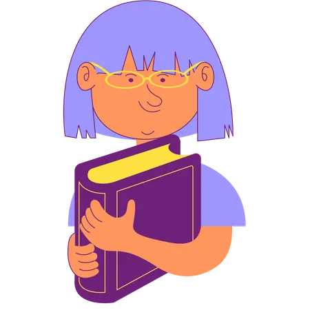 Kid hugging book  Illustration
