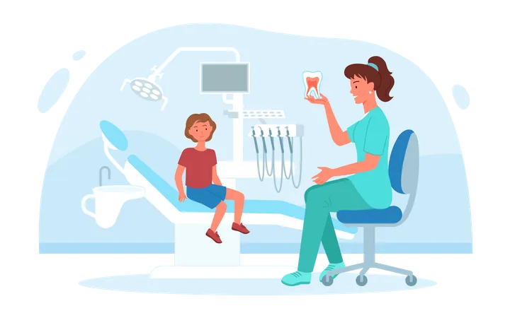 Kid in dental clinic  Illustration