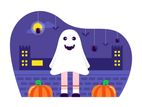 Kid in Halloween Costume  Illustration