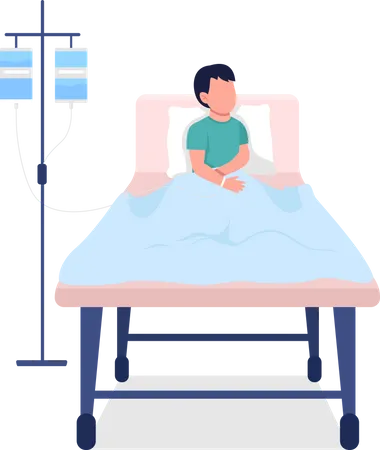 Kid in hospital bed Illustration