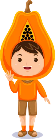 Boy Kids Papaya Character Illustration