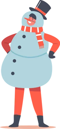 Kid in Snowman Costume Illustration