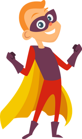 Kid In Superhero Costume Illustration