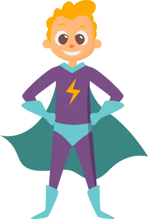 Kid in Superhero Costume  Illustration