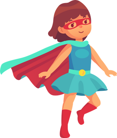 Kid In Superhero Costume  Illustration