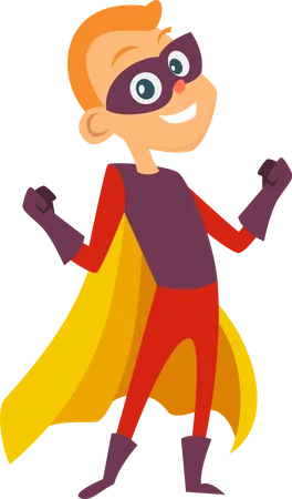 Kid In Superhero Costume  Illustration