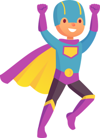 Kid In Superhero Costume  Illustration