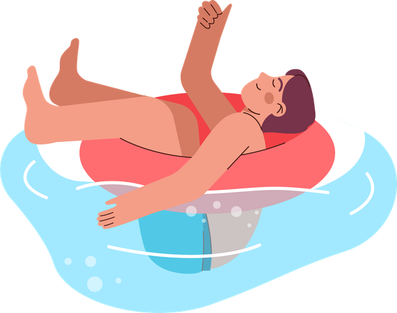 Kid is enjoying in inflatable ring  Illustration