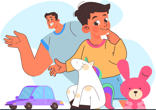 Kid is playing with his father  Illustration