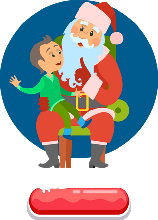 Kid is wishing merry christmas to santa claus  Illustration