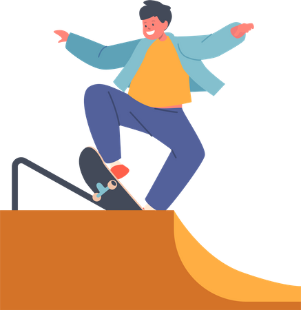 Kid Jumping On Skateboard Illustration