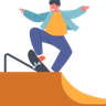 illustration jumping on skateboard