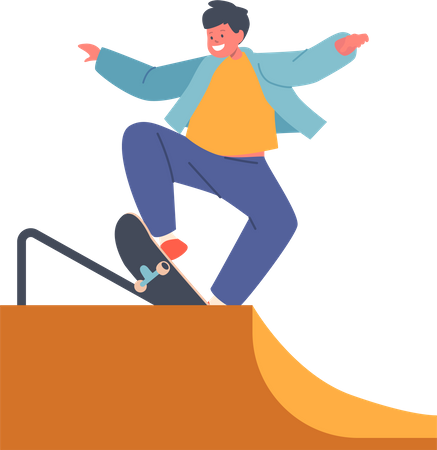 Kid Jumping On Skateboard  Illustration