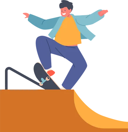 Kid Jumping On Skateboard  Illustration