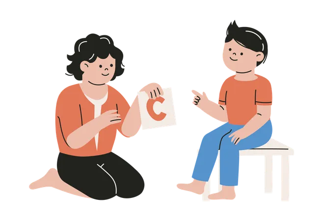 Kid Learning Language  Illustration