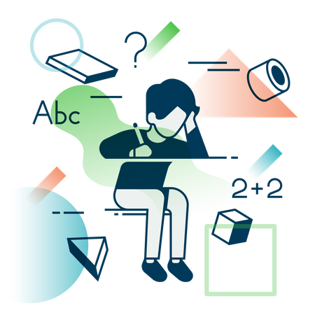 Kid Learning Mathematics  Illustration