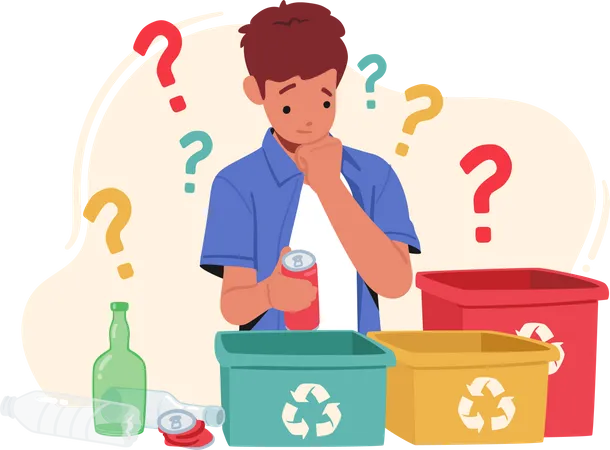 Kid managing waste  Illustration