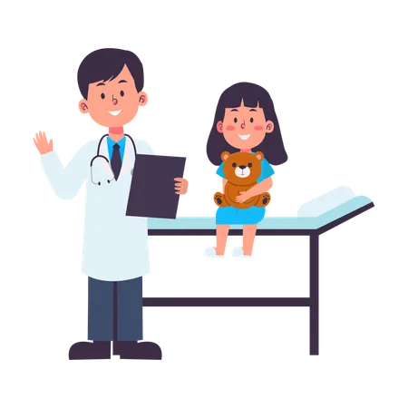 Kid Patient with Doctor  Illustration