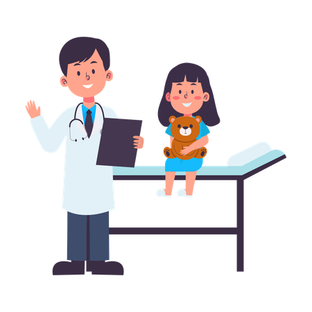 Kid Patient with Doctor  Illustration