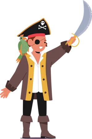 Kid pirate is holding sword  Illustration
